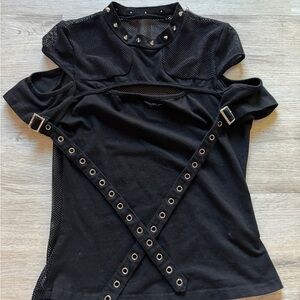 Black Rave Studded Women's Top